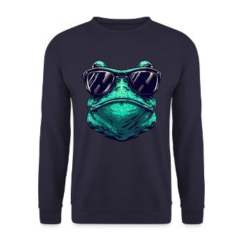 Cool frog with sunglasses – Animal - Unisex Sweatshirt - navy - Front - Alina (178cm) & Michal (187cm)