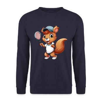 Eichhörnchen Tennis-Duo - Lustiger Comic-Spaß auf - Unisex Pullover - Navy - Vorne - Alina (178cm) & Michal (187cm)