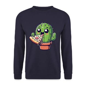 Cute Cactus Pizza Comic - Unisex Sweatshirt - navy - Front - Alina (178cm) & Michal (187cm)