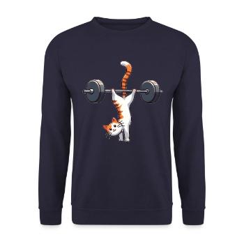 Cat Handstand Workout Training Fitness Salto - Unisex Sweatshirt - navy - Front - Alina (178cm) & Michal (187cm)