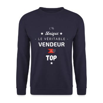Le véritable vendeur au top - Sweat-shirt Unisexe - marine - Devant - Alina (178cm) & Michal (187cm)