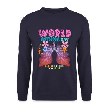Welt-Asthma-Tag - Unisex Pullover - Navy - Vorne - Alina (178cm) & Michal (187cm)