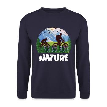 Nature Cyclist Mountains Wilderness - Unisex Sweatshirt - navy - Front - Alina (178cm) & Michal (187cm)