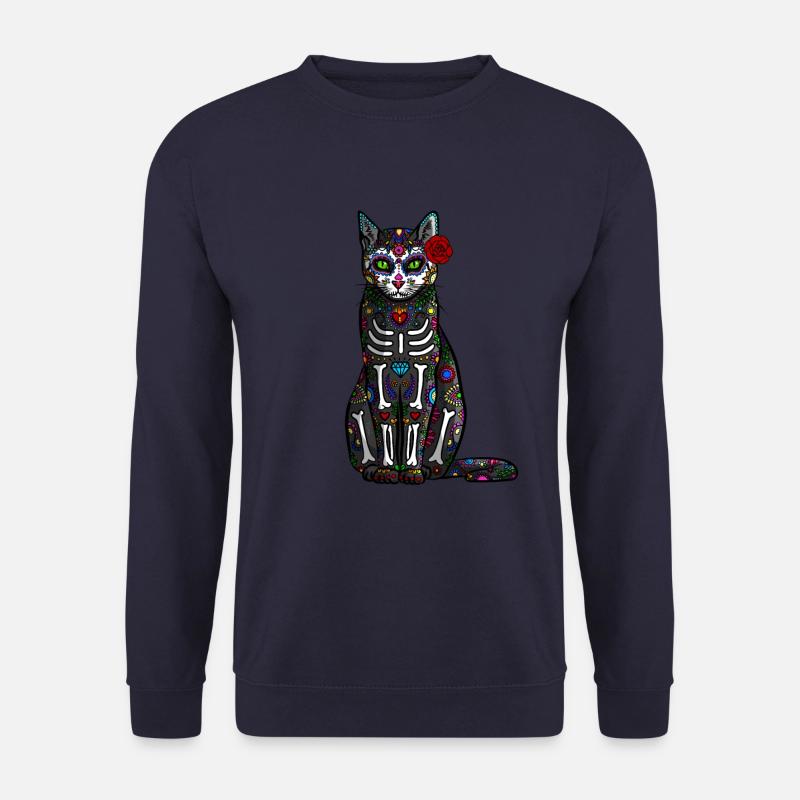 Sugar Skull Totenkopf Zombie Mexiko Calavera Katze - Unisex Pullover - Navy