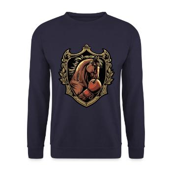 Pferd Boxer MMA Logo - Unisex Pullover - Navy - Vorne - Alina (178cm) & Michal (187cm)