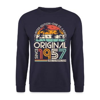Original 1957 Vintage Anniversaire Rétro - Sweat-shirt Unisexe - marine - Devant - Alina (178cm) & Michal (187cm)