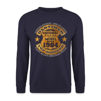 40th Birthday Vintage March Vintage 1984 - Unisex Sweatshirt - navy - Front - Alina (178cm) & Michal (187cm)