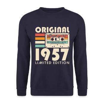 Original 1957 Vintage Vintage Rétro Anniversaire - Sweat-shirt Unisexe - marine - Devant - Alina (178cm) & Michal (187cm)