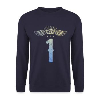 1 Number crown - Unisex Sweatshirt - navy - Front - Alina (178cm) & Michal (187cm)