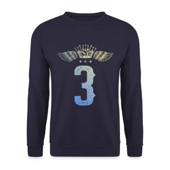3 Zahl Krone - Unisex Pullover - Navy - Vorne - Alina (178cm) & Michal (187cm)