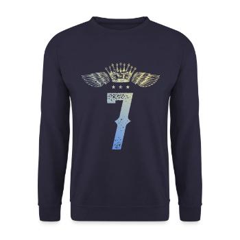7 Couronne numérique - Sweat-shirt Unisexe - marine - Devant - Alina (178cm) & Michal (187cm)