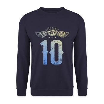 10 Zahl Krone - Unisex Pullover - Navy - Vorne - Alina (178cm) & Michal (187cm)