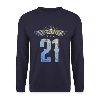 21 Number crown - Unisex Sweatshirt - navy - Front - Alina (178cm) & Michal (187cm)