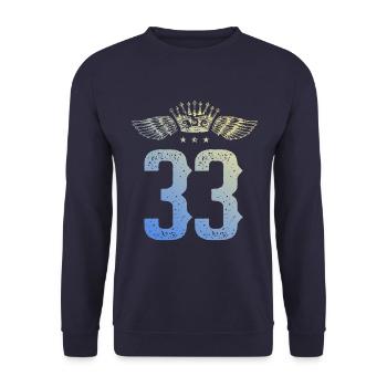 33 Number crown - Unisex Sweatshirt - navy - Front - Alina (178cm) & Michal (187cm)
