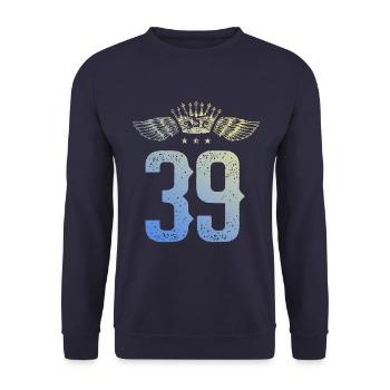 39 Number crown - Unisex Sweatshirt - navy - Front - Alina (178cm) & Michal (187cm)