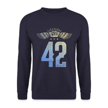 42 Number crown - Unisex Sweatshirt - navy - Front - Alina (178cm) & Michal (187cm)