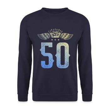 50 Number Crown - Unisex Sweatshirt - navy - Front - Alina (178cm) & Michal (187cm)