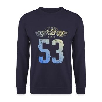 53 Number crown - Unisex Sweatshirt - navy - Front - Alina (178cm) & Michal (187cm)