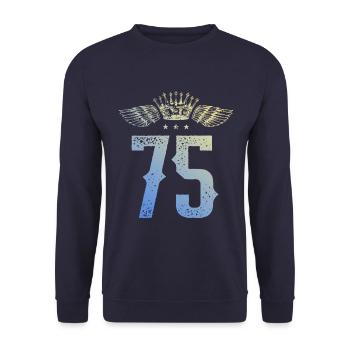 75 Number crown - Unisex Sweatshirt - navy - Front - Alina (178cm) & Michal (187cm)
