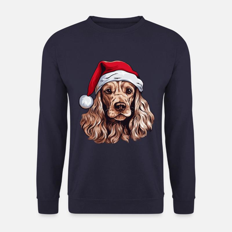 Cocker Spaniel Dog Christmas Head - Unisex Sweatshirt - navy