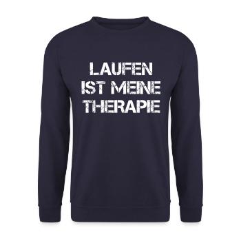 Laufen Ist Meine Therapie - Unisex Pullover - Navy - Vorne - Alina (178cm) & Michal (187cm)