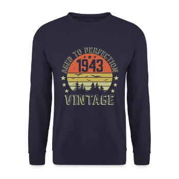 1943 Vintage Born 1943 1943 Birthday Gift - Unisex Sweatshirt - navy - Front - Alina (178cm) & Michal (187cm)