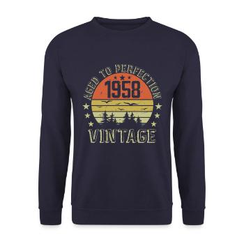 1958 Vintage Born 1958 1958 Birthday Gift - Unisex Sweatshirt - navy - Front - Alina (178cm) & Michal (187cm)