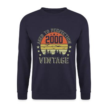 2000 Jahrgang Jahrgang 2000 Geburtstagsgeschenk 2000 - Unisex Pullover - Navy - Vorne - Alina (178cm) & Michal (187cm)