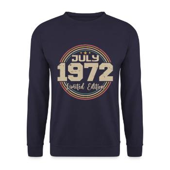 1972 Anniversaire Juillet 1972 Cadeau Juillet 1972 - Sweat-shirt Unisexe - marine - Devant - Alina (178cm) & Michal (187cm)
