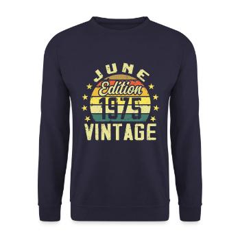 June 1975 June Retro Birthday Gift June 1975 - Unisex Sweatshirt - navy - Front - Alina (178cm) & Michal (187cm)
