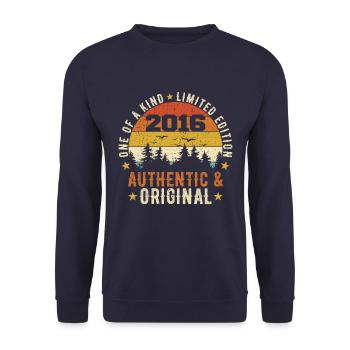 Original 2016 Geburtstagsgeschenk 2016 authentisch - Unisex Pullover - Navy - Vorne - Alina (178cm) & Michal (187cm)