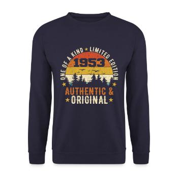 Original 1953 Birthday Gift 1953 Authentic - Unisex Sweatshirt - navy - Front - Alina (178cm) & Michal (187cm)