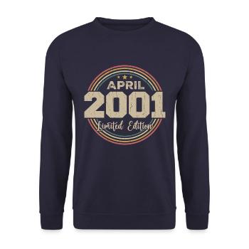 Avril 2001 Cadeau D'anniversaire Avril 2001 Retro - Sweat-shirt Unisexe - marine - Devant - Alina (178cm) & Michal (187cm)