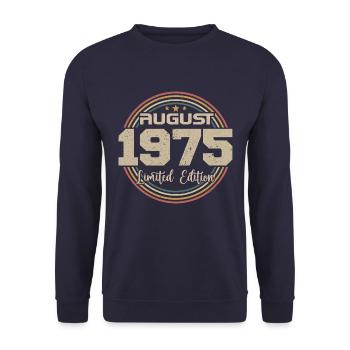 Millésime Né(e) Août 1975 Cadeau Anniversaire 1975 - Sweat-shirt Unisexe - marine - Devant - Alina (178cm) & Michal (187cm)