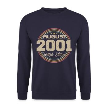Vintage Born August 2001 Birthday Gift 2001 - Unisex Sweatshirt - navy - Front - Alina (178cm) & Michal (187cm)