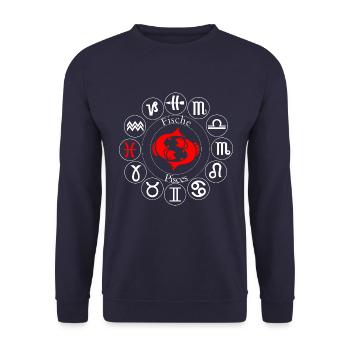 Sternzeichen Fische - Unisex Pullover - Navy - Vorne - Alina (178cm) & Michal (187cm)