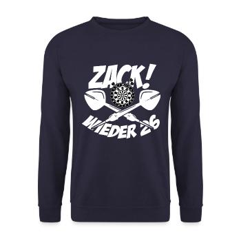 Zack wieder 26, Dartspieler Outfit, Geschenkidee - Unisex Pullover - Navy - Vorne - Alina (178cm) & Michal (187cm)