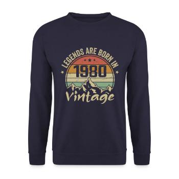1980er Vintage 1980er Jahre Retro Geschenk zum Jubiläum der 1980er Jahre - Unisex Pullover - Navy - Vorne - Alina (178cm) & Michal (187cm)