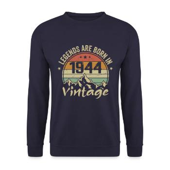 Cadeau Anniversaire 1944 Vintage 1944 Retro 1944 - Sweat-shirt Unisexe - marine - Devant - Alina (178cm) & Michal (187cm)