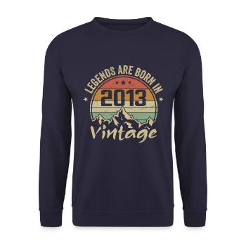 Cadeau Anniversaire 2013 Vintage 2013 Retro 2013 - Sweat-shirt Unisexe - marine - Devant - Alina (178cm) & Michal (187cm)