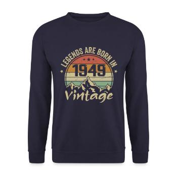 Cadeau Anniversaire 1949 Vintage 1949 Retro 1949 - Sweat-shirt Unisexe - marine - Devant - Alina (178cm) & Michal (187cm)