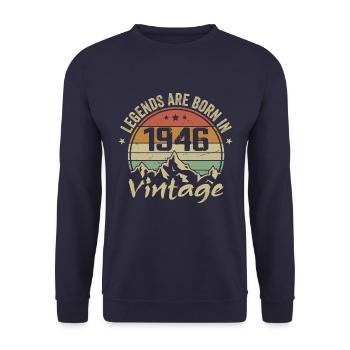 Cadeau Anniversaire 1946 Vintage 1946 Retro 1946 - Sweat-shirt Unisexe - marine - Devant - Alina (178cm) & Michal (187cm)