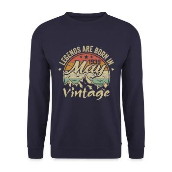 Mai 1938 Geburtstagsgeschenk 1938 Jahrgang 1938 - Unisex Pullover - Navy - Vorne - Alina (178cm) & Michal (187cm)