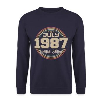1987 Anniversaire Juillet 1987 Cadeau Juillet 1987 - Sweat-shirt Unisexe - marine - Devant - Alina (178cm) & Michal (187cm)