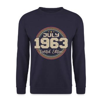1963 Geburtstag Juli 1963 Geschenk Juli 1963 - Unisex Pullover - Navy - Vorne - Alina (178cm) & Michal (187cm)