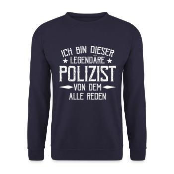 Legendärer Polizist, Geschenkidee, Polizei, Fun - Unisex Pullover - Navy - Vorne - Alina (178cm) & Michal (187cm)