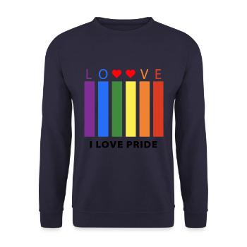 J’adore le T-shirt coloré Pride pour les événements LGBT - Sweat-shirt Unisexe - marine - Devant - Alina (178cm) & Michal (187cm)