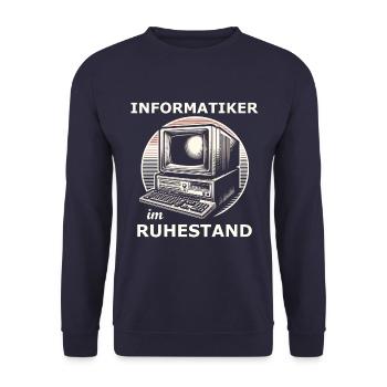 Informatiker Ruhestand - Unisex Pullover - Navy - Vorne - Alina (178cm) & Michal (187cm)