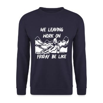 Quitter le travail le vendredi, Funshirt, Après, Alpen Ski - Sweat-shirt Unisexe - marine - Devant - Alina (178cm) & Michal (187cm)