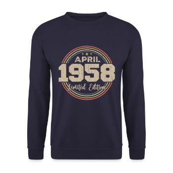 Avril 1958 Cadeau D'anniversaire Avril 1958 Retro - Sweat-shirt Unisexe - marine - Devant - Alina (178cm) & Michal (187cm)